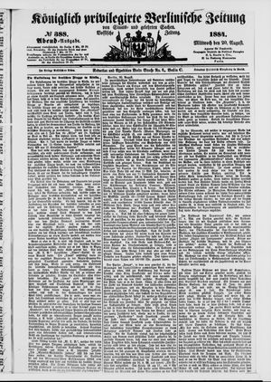 Königlich privilegirte Berlinische Zeitung von Staats- und gelehrten Sachen on Aug 20, 1884