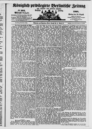Königlich privilegirte Berlinische Zeitung von Staats- und gelehrten Sachen on Aug 22, 1884