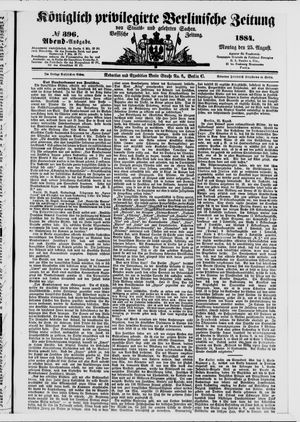 Königlich privilegirte Berlinische Zeitung von Staats- und gelehrten Sachen vom 25.08.1884