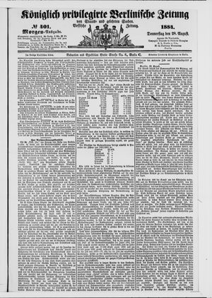 Königlich privilegirte Berlinische Zeitung von Staats- und gelehrten Sachen on Aug 28, 1884