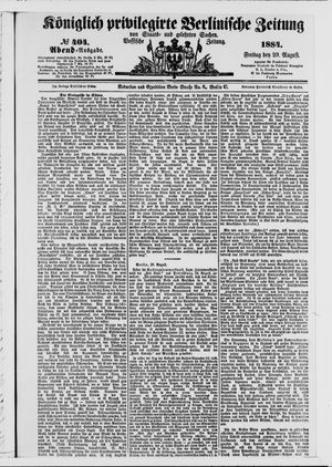 Königlich privilegirte Berlinische Zeitung von Staats- und gelehrten Sachen on Aug 29, 1884