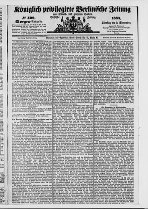 Königlich privilegirte Berlinische Zeitung von Staats- und gelehrten Sachen on Sep 2, 1884