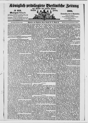 Königlich privilegirte Berlinische Zeitung von Staats- und gelehrten Sachen on Sep 4, 1884