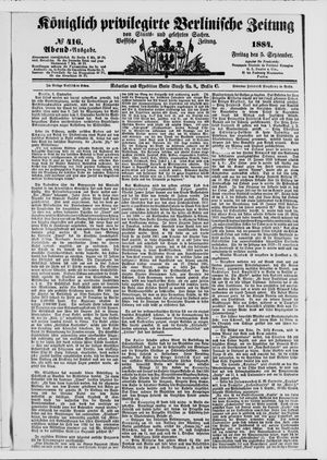 Königlich privilegirte Berlinische Zeitung von Staats- und gelehrten Sachen on Sep 5, 1884