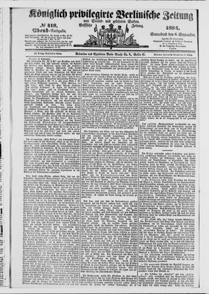 Königlich privilegirte Berlinische Zeitung von Staats- und gelehrten Sachen vom 06.09.1884