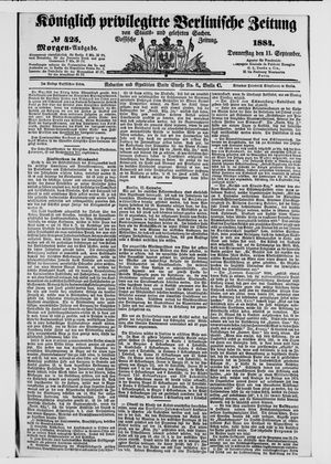 Königlich privilegirte Berlinische Zeitung von Staats- und gelehrten Sachen vom 11.09.1884