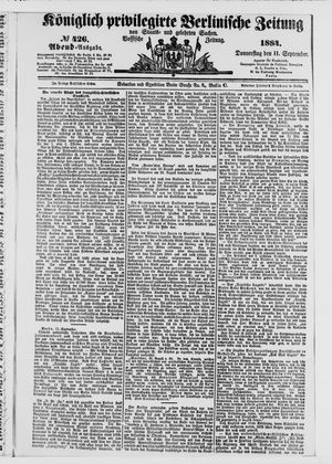 Königlich privilegirte Berlinische Zeitung von Staats- und gelehrten Sachen vom 11.09.1884