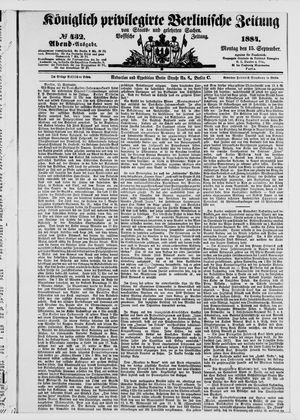 Königlich privilegirte Berlinische Zeitung von Staats- und gelehrten Sachen vom 15.09.1884