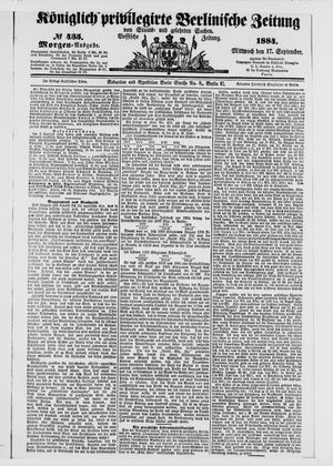 Königlich privilegirte Berlinische Zeitung von Staats- und gelehrten Sachen vom 17.09.1884