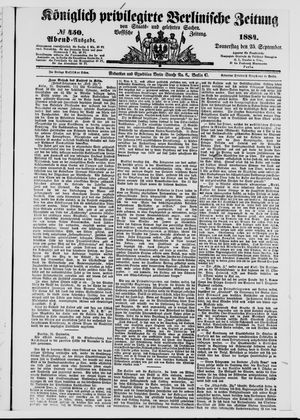 Königlich privilegirte Berlinische Zeitung von Staats- und gelehrten Sachen vom 25.09.1884