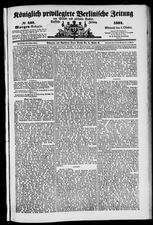 Königlich privilegirte Berlinische Zeitung von Staats- und gelehrten Sachen vom 01.10.1884