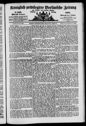 Königlich privilegirte Berlinische Zeitung von Staats- und gelehrten Sachen vom 01.10.1884