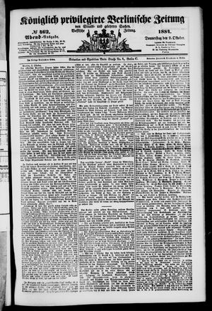 Königlich privilegirte Berlinische Zeitung von Staats- und gelehrten Sachen on Oct 2, 1884