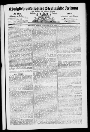 Königlich privilegirte Berlinische Zeitung von Staats- und gelehrten Sachen vom 04.10.1884