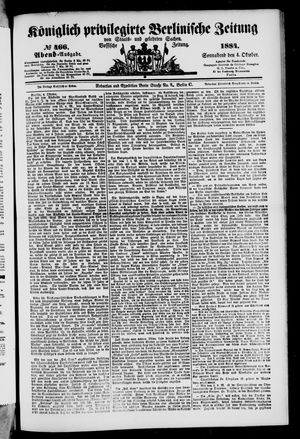 Königlich privilegirte Berlinische Zeitung von Staats- und gelehrten Sachen vom 04.10.1884