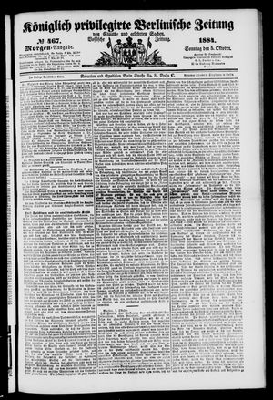 Königlich privilegirte Berlinische Zeitung von Staats- und gelehrten Sachen vom 05.10.1884