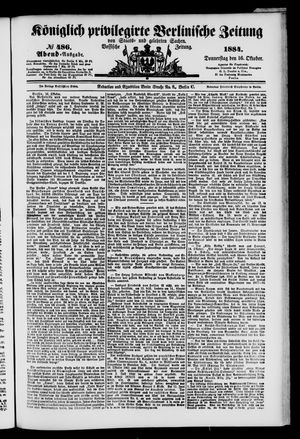 Königlich privilegirte Berlinische Zeitung von Staats- und gelehrten Sachen on Oct 16, 1884