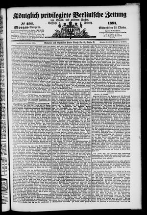 Königlich privilegirte Berlinische Zeitung von Staats- und gelehrten Sachen vom 22.10.1884