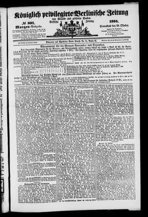 Königlich privilegirte Berlinische Zeitung von Staats- und gelehrten Sachen vom 25.10.1884