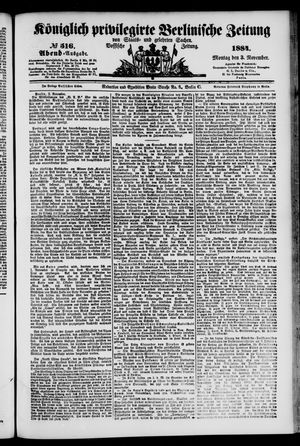 Königlich privilegirte Berlinische Zeitung von Staats- und gelehrten Sachen vom 03.11.1884