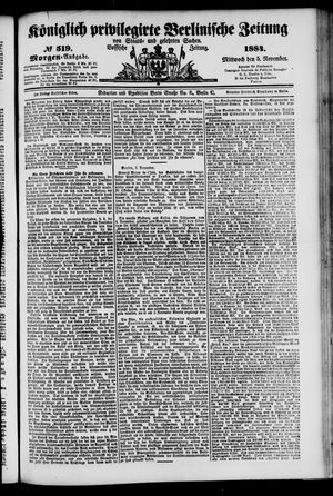 Königlich privilegirte Berlinische Zeitung von Staats- und gelehrten Sachen vom 05.11.1884