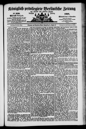 Königlich privilegirte Berlinische Zeitung von Staats- und gelehrten Sachen vom 05.11.1884