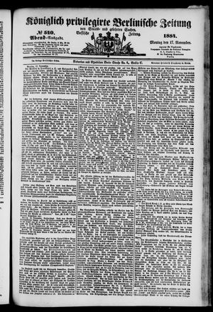 Königlich privilegirte Berlinische Zeitung von Staats- und gelehrten Sachen vom 17.11.1884