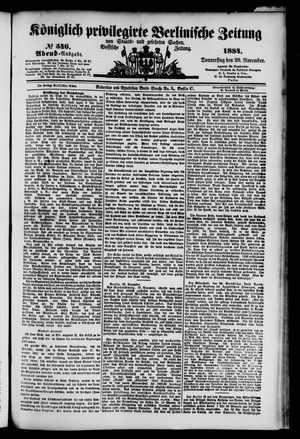 Königlich privilegirte Berlinische Zeitung von Staats- und gelehrten Sachen vom 20.11.1884
