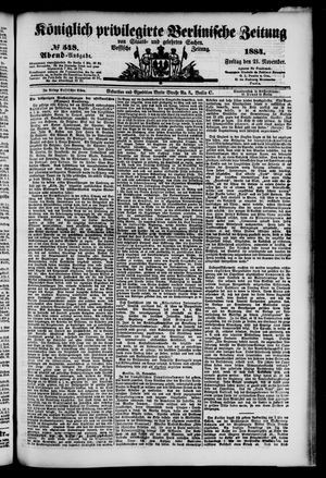 Königlich privilegirte Berlinische Zeitung von Staats- und gelehrten Sachen vom 21.11.1884