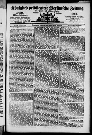 Königlich privilegirte Berlinische Zeitung von Staats- und gelehrten Sachen vom 25.11.1884