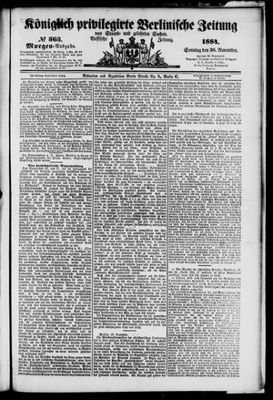Königlich privilegirte Berlinische Zeitung von Staats- und gelehrten Sachen vom 30.11.1884