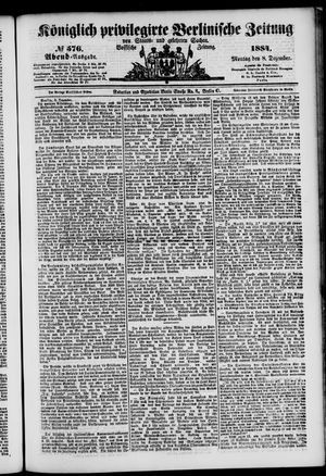 Königlich privilegirte Berlinische Zeitung von Staats- und gelehrten Sachen vom 08.12.1884