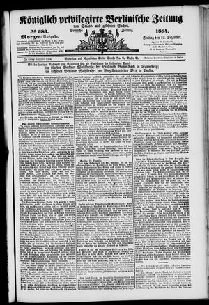 Königlich privilegirte Berlinische Zeitung von Staats- und gelehrten Sachen vom 12.12.1884