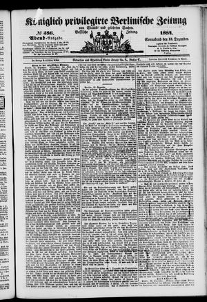 Königlich privilegirte Berlinische Zeitung von Staats- und gelehrten Sachen vom 13.12.1884