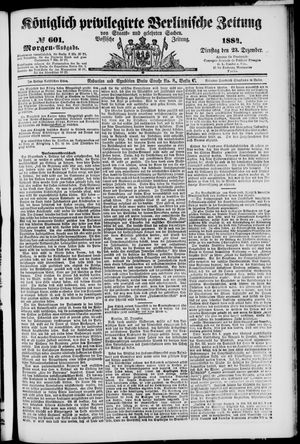 Königlich privilegirte Berlinische Zeitung von Staats- und gelehrten Sachen vom 23.12.1884