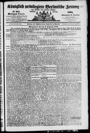 Königlich privilegirte Berlinische Zeitung von Staats- und gelehrten Sachen vom 31.12.1884