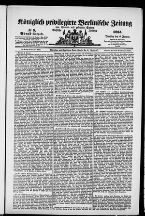 Königlich privilegirte Berlinische Zeitung von Staats- und gelehrten Sachen vom 06.01.1885