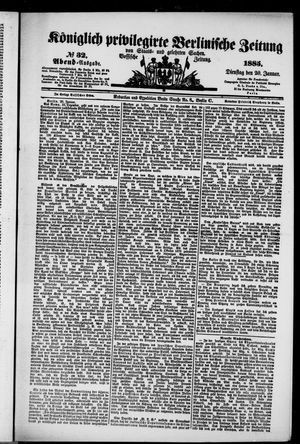 Königlich privilegirte Berlinische Zeitung von Staats- und gelehrten Sachen vom 20.01.1885