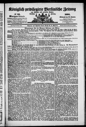 Königlich privilegirte Berlinische Zeitung von Staats- und gelehrten Sachen vom 28.01.1885