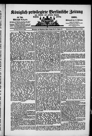Königlich privilegirte Berlinische Zeitung von Staats- und gelehrten Sachen on Feb 11, 1885