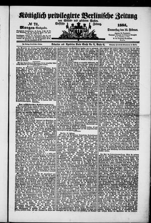 Königlich privilegirte Berlinische Zeitung von Staats- und gelehrten Sachen vom 12.02.1885