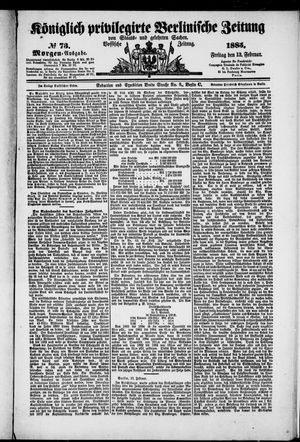 Königlich privilegirte Berlinische Zeitung von Staats- und gelehrten Sachen vom 13.02.1885