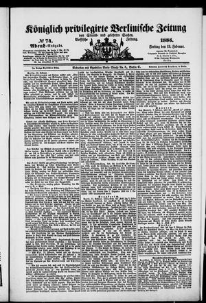 Königlich privilegirte Berlinische Zeitung von Staats- und gelehrten Sachen vom 13.02.1885