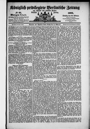 Königlich privilegirte Berlinische Zeitung von Staats- und gelehrten Sachen vom 24.02.1885