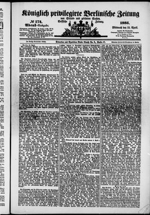Königlich privilegirte Berlinische Zeitung von Staats- und gelehrten Sachen on Apr 15, 1885