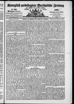 Königlich privilegirte Berlinische Zeitung von Staats- und gelehrten Sachen on Apr 23, 1885