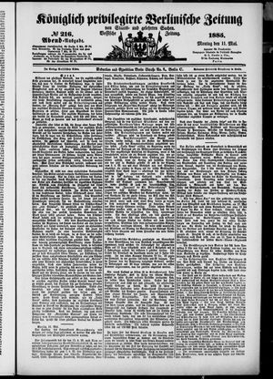 Königlich privilegirte Berlinische Zeitung von Staats- und gelehrten Sachen on May 11, 1885