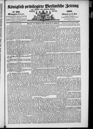 Königlich privilegirte Berlinische Zeitung von Staats- und gelehrten Sachen vom 13.05.1885