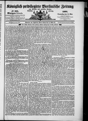 Königlich privilegirte Berlinische Zeitung von Staats- und gelehrten Sachen on May 14, 1885