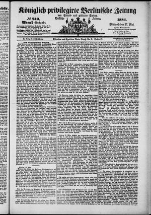 Königlich privilegirte Berlinische Zeitung von Staats- und gelehrten Sachen on May 27, 1885